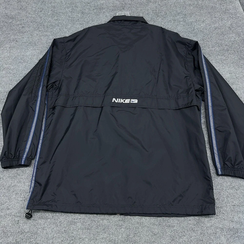 Vintage Nike Track Jacket‎ Mens XL Black Blue Swoosh Windbreaker Full-Zip Y2K
